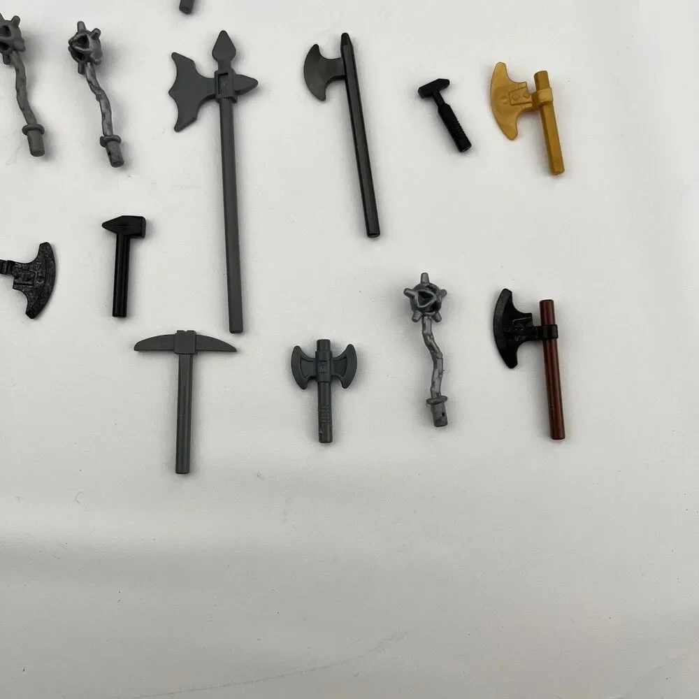 Lego Lot Star Wars Ninjago Gray Black WEAPONS Minifig Axe Sword Weapon 19 Pc.